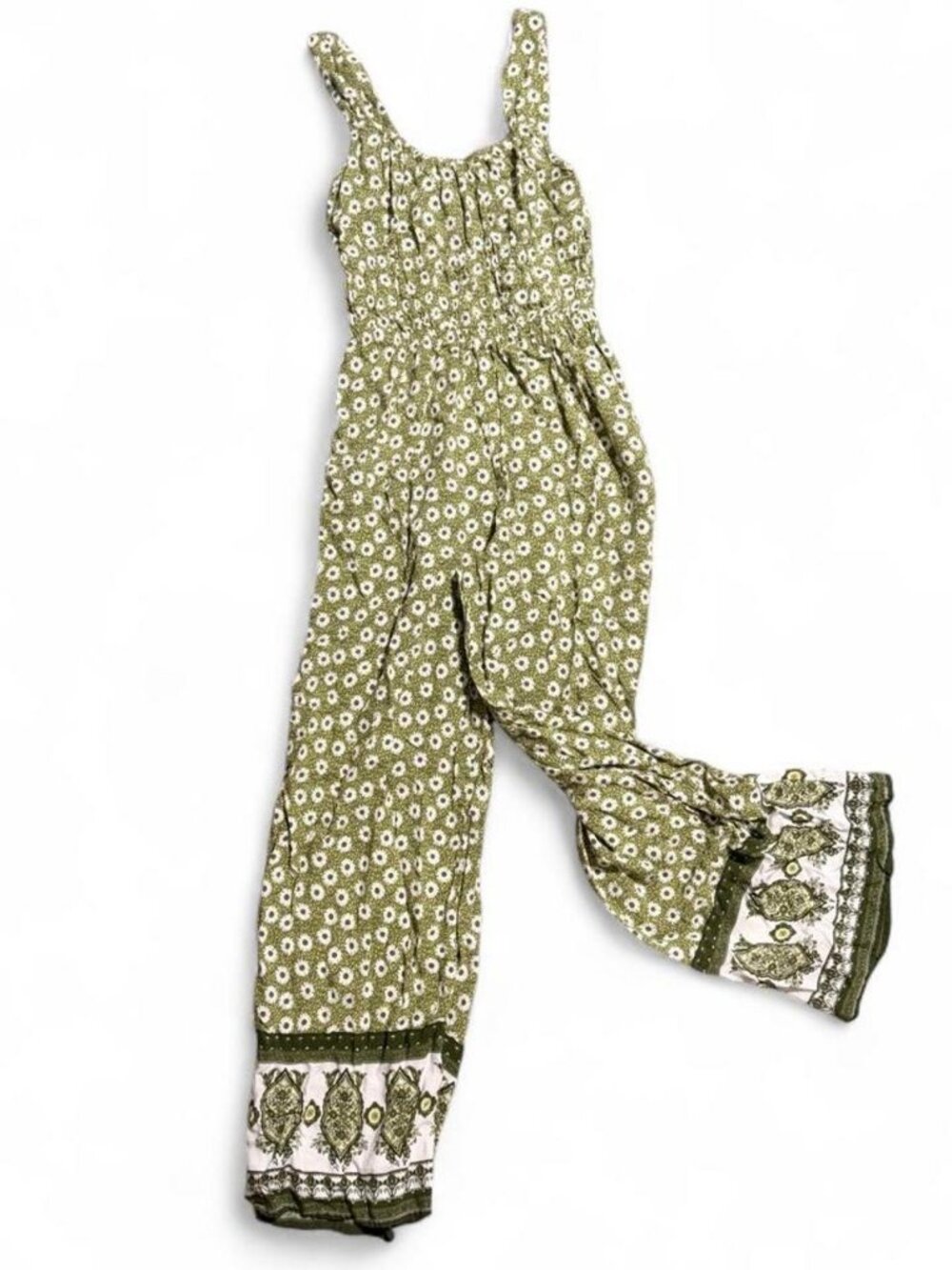 Maurices White Green Floral Jumpsuit